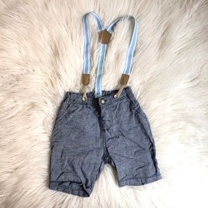 H&M Baby Boy Shorts with Suspenders Linen blend